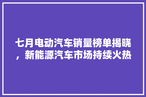 七月电动汽车销量榜单揭晓，新能源汽车市场持续火热  第1张