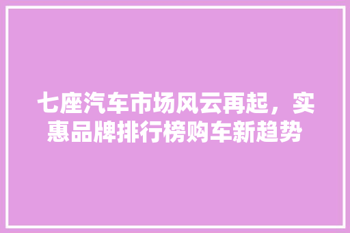 七座汽车市场风云再起，实惠品牌排行榜购车新趋势