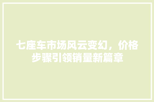 七座车市场风云变幻，价格步骤引领销量新篇章