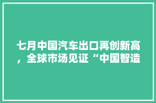 七月中国汽车出口再创新高,全球市场见证“中国智造”魅力 第1张 七月中国汽车出口再创新高,全球市场见证“中国智造”魅力 第1张