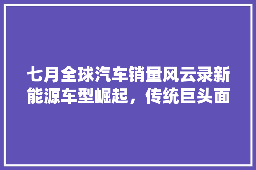 七月全球汽车销量风云录新能源车型崛起，传统巨头面临挑战  第1张