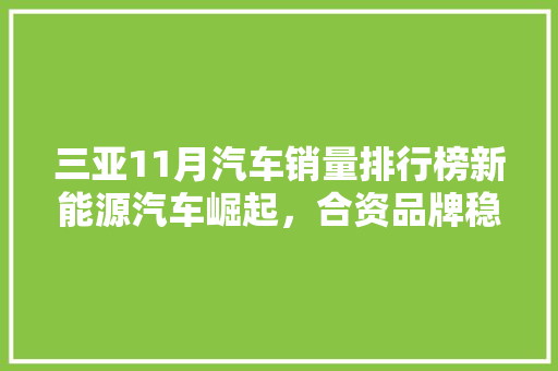 三亚11月汽车销量排行榜新能源汽车崛起，合资品牌稳居前列