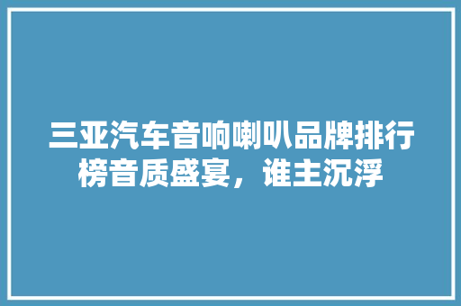 三亚汽车音响喇叭品牌排行榜音质盛宴，谁主沉浮