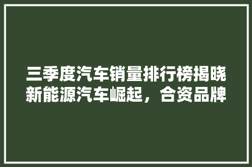 三季度汽车销量排行榜揭晓新能源汽车崛起，合资品牌遭遇挑战  第1张