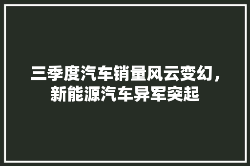 三季度汽车销量风云变幻，新能源汽车异军突起  第1张