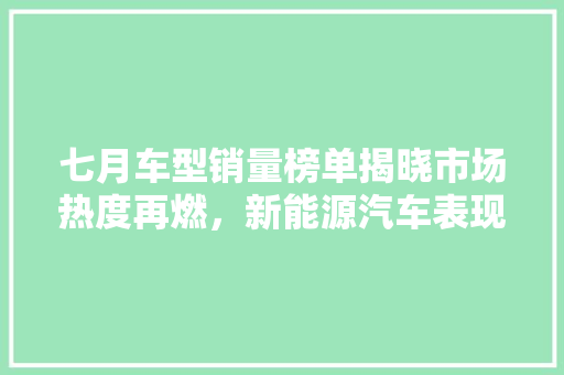 七月车型销量榜单揭晓市场热度再燃，新能源汽车表现抢眼  第1张