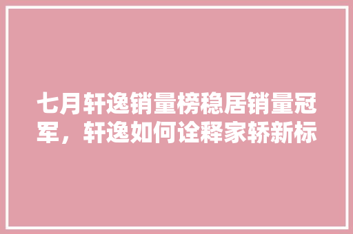 七月轩逸销量榜稳居销量冠军，轩逸如何诠释家轿新标准