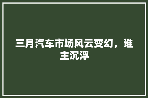 三月汽车市场风云变幻，谁主沉浮