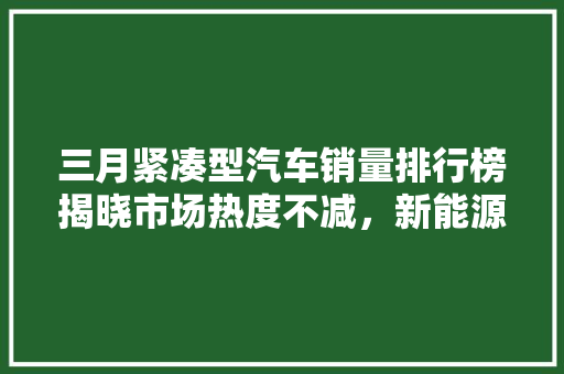 三月紧凑型汽车销量排行榜揭晓市场热度不减，新能源汽车崛起  第1张