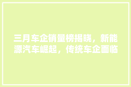 三月车企销量榜揭晓，新能源汽车崛起，传统车企面临挑战