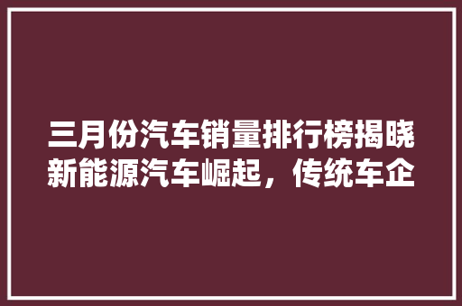 三月份汽车销量排行榜揭晓新能源汽车崛起，传统车企转型升级