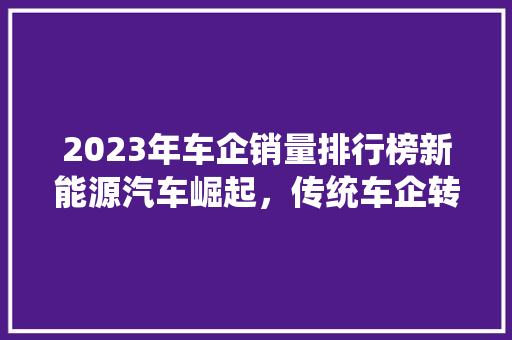 2023年车企销量排行榜新能源汽车崛起，传统车企转型加速