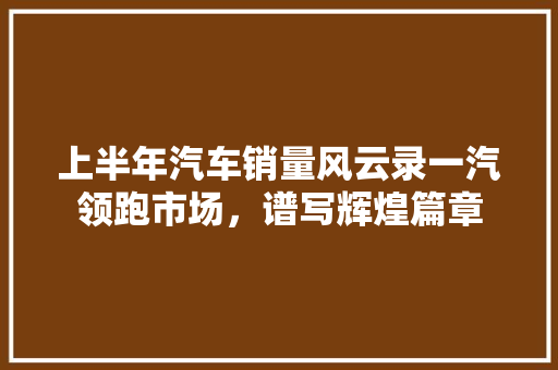 上半年汽车销量风云录一汽领跑市场，谱写辉煌篇章  第1张