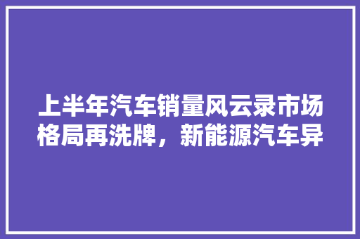 上半年汽车销量风云录市场格局再洗牌，新能源汽车异军突起