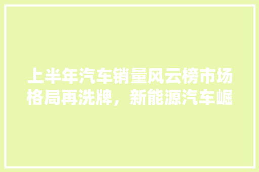 上半年汽车销量风云榜市场格局再洗牌，新能源汽车崛起成焦点