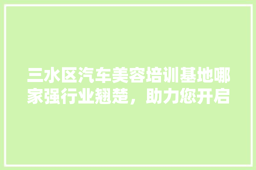 三水区汽车美容培训基地哪家强行业翘楚，助力您开启职业生涯！