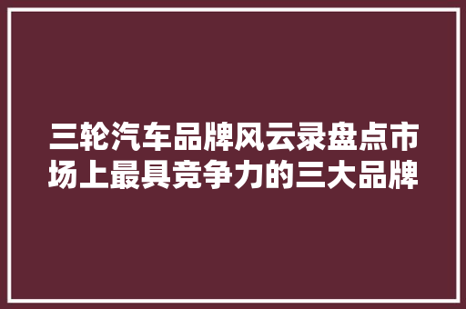 三轮汽车品牌风云录盘点市场上最具竞争力的三大品牌
