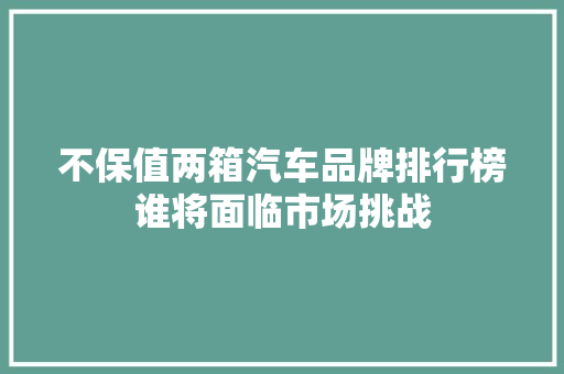 不保值两箱汽车品牌排行榜谁将面临市场挑战