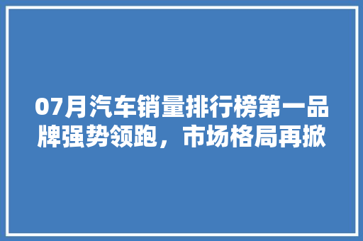 07月汽车销量排行榜第一品牌强势领跑，市场格局再掀波澜