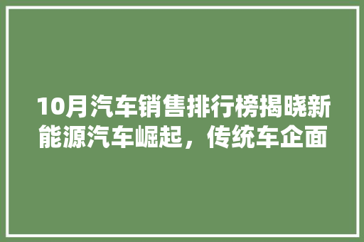 10月汽车销售排行榜揭晓新能源汽车崛起，传统车企面临挑战