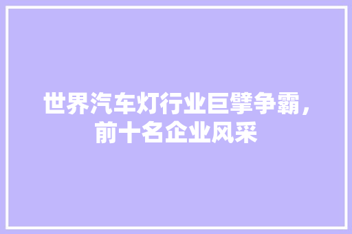 世界汽车灯行业巨擘争霸，前十名企业风采