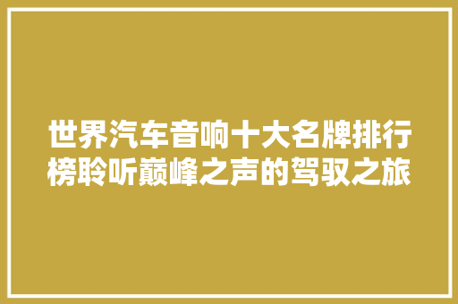 世界汽车音响十大名牌排行榜聆听巅峰之声的驾驭之旅