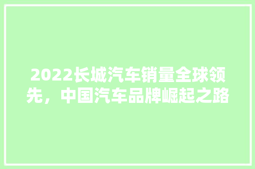 2022长城汽车销量全球领先，中国汽车品牌崛起之路  第1张