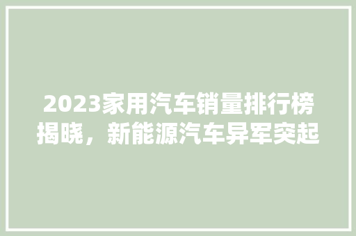 2023家用汽车销量排行榜揭晓，新能源汽车异军突起，传统车企面临挑战