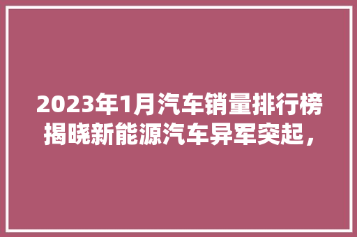 2023年1月汽车销量排行榜揭晓新能源汽车异军突起，传统车企转型升级加速  第1张