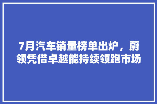 7月汽车销量榜单出炉，蔚领凭借卓越能持续领跑市场