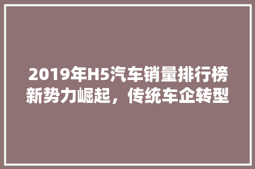 2019年H5汽车销量排行榜新势力崛起，传统车企转型之路