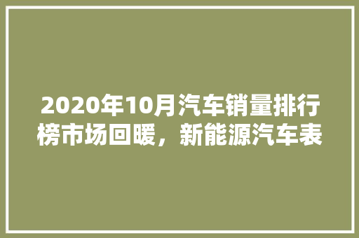 2020年10月汽车销量排行榜市场回暖，新能源汽车表现抢眼