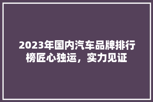 2023年国内汽车品牌排行榜匠心独运，实力见证