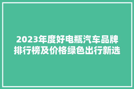 2023年度好电瓶汽车品牌排行榜及价格绿色出行新选择  第1张