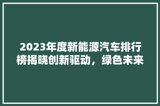 2023年度新能源汽车排行榜揭晓创新驱动，绿色未来已来  第1张