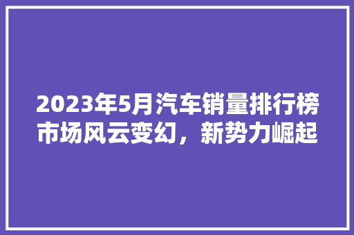2023年5月汽车销量排行榜市场风云变幻，新势力崛起  第1张