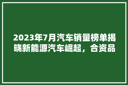 2023年7月汽车销量榜单揭晓新能源汽车崛起，合资品牌面临挑战  第1张