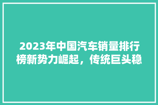 2023年中国汽车销量排行榜新势力崛起，传统巨头稳居前列