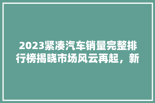 2023紧凑汽车销量完整排行榜揭晓市场风云再起，新势力崛起