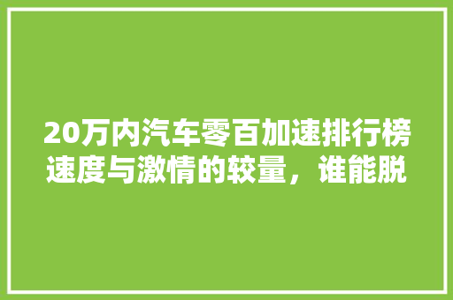 20万内汽车零百加速排行榜速度与激情的较量，谁能脱颖而出