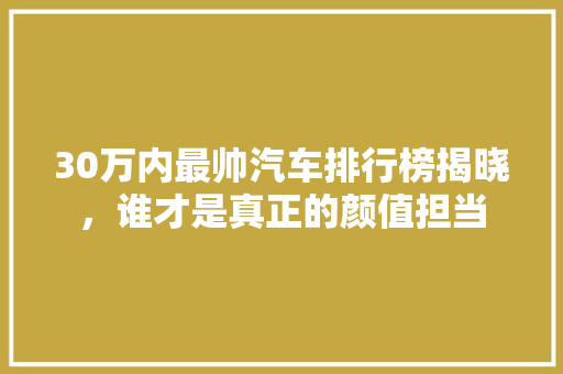 30万内最帅汽车排行榜揭晓，谁才是真正的颜值担当