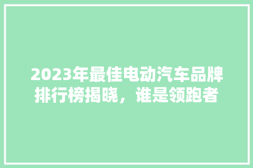 2023年最佳电动汽车品牌排行榜揭晓，谁是领跑者