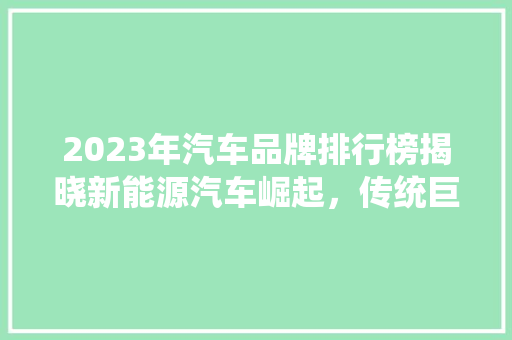 2023年汽车品牌排行榜揭晓新能源汽车崛起，传统巨头稳居前列
