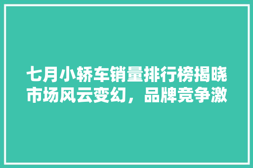 七月小轿车销量排行榜揭晓市场风云变幻，品牌竞争激烈  第1张