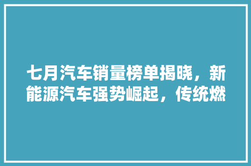 七月汽车销量榜单揭晓，新能源汽车强势崛起，传统燃油车面临挑战