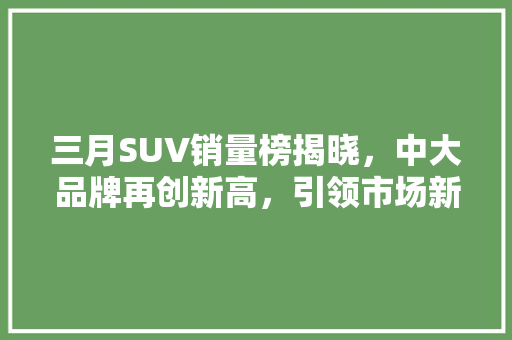 三月SUV销量榜揭晓，中大品牌再创新高，引领市场新风向