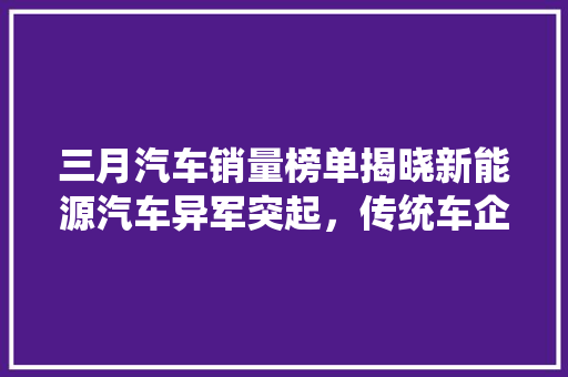 三月汽车销量榜单揭晓新能源汽车异军突起，传统车企面临挑战
