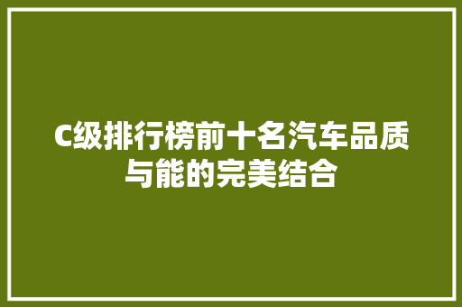 C级排行榜前十名汽车品质与能的完美结合