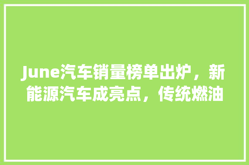 June汽车销量榜单出炉，新能源汽车成亮点，传统燃油车面临挑战