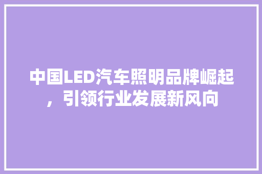 中国LED汽车照明品牌崛起，引领行业发展新风向